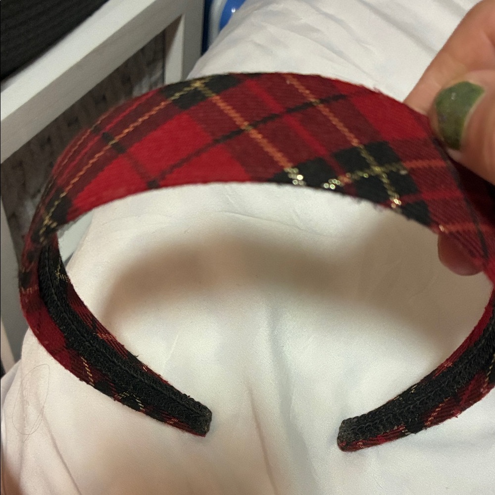 EUC Red Plaid Headband